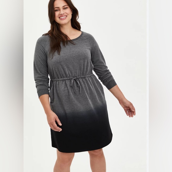 Torrid plus size grey and blue Ombre sweatshirt dress. Size 0 - Picture 1 of 14